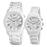 Armani Ceramica 38 mm Quartz Kronograf Keramiklänk Vit - Bild 4