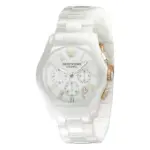 Armani Ceramica Quartz Kronograf Roséguldsdetaljer Keramiklänk Vit - Bild 2