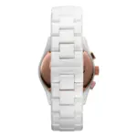 Armani Ceramica Quartz Kronograf Roséguldsdetaljer Keramiklänk Vit - Bild 3