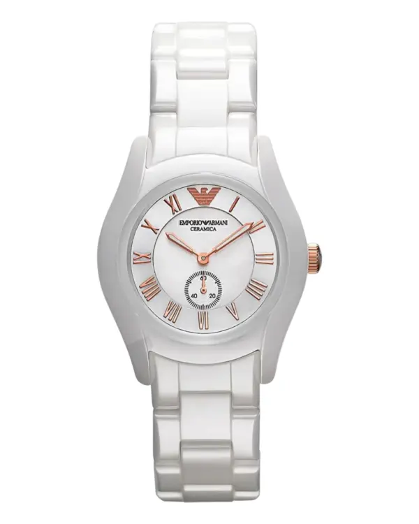 Armani Damklocka Keramikarmband Vit