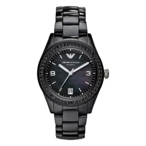 Armani Damklocka Keramikboett Quartz Svart