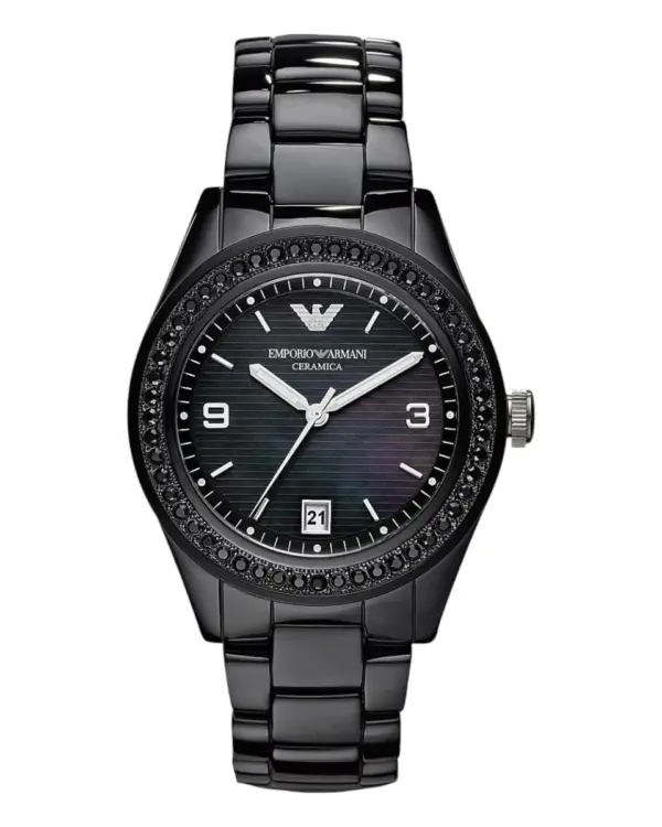 Armani Damklocka Keramikboett Quartz Svart