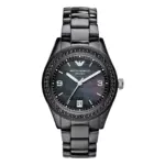 Armani Ceramica Quartz Keramiklänk Svart Pärlemor