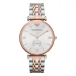 Armani Classic Quartz Liten Sekundvisare Tvåfärgad Stållänk Silver