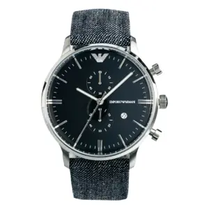 Armani Herrklocka Quartz Blått textilarmband Svart