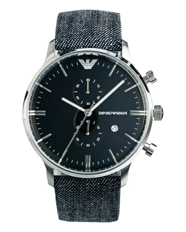 Armani Herrklocka Quartz Blått textilarmband Svart