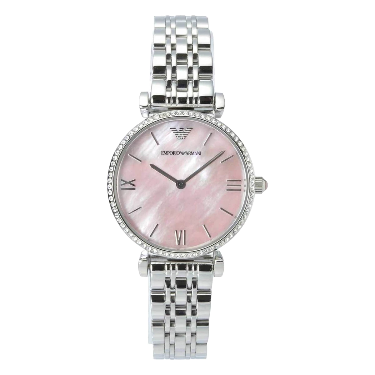 AR1779 Armani Damklocka Quartz Silverfärgad Stållänk Rosa