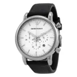 Armani Herrklocka Quartz Svart Läderarmband Grå