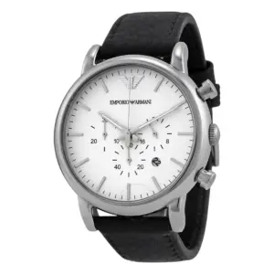 Armani Herrklocka Quartz Svart Läderarmband Grå