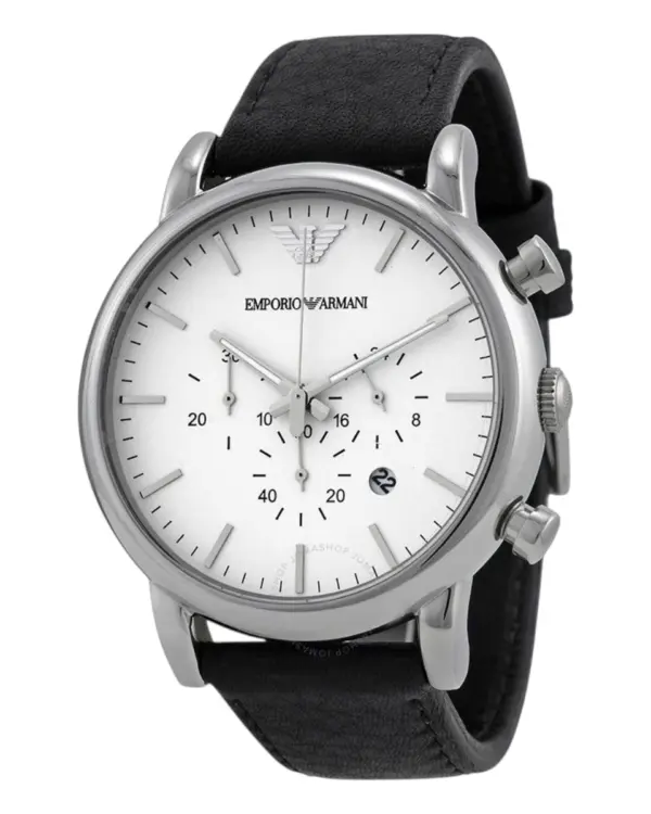 Armani Herrklocka Quartz Svart Läderarmband Grå