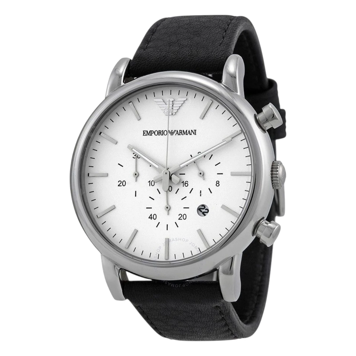 AR1807 Armani Herrklocka Quartz Svart Läderarmband Grå