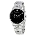 Armani Herrklocka Quartz Silverfärgad Stållänk Svart