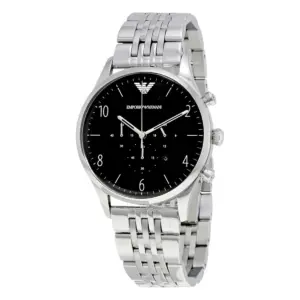 Armani Herrklocka Quartz Silverfärgad Stållänk Svart