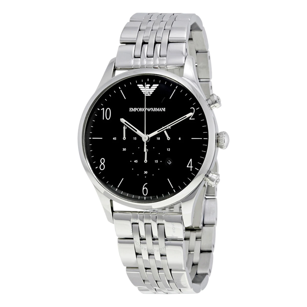 AR1863 Armani Herrklocka Quartz Silverfärgad Stållänk Svart