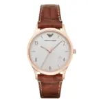 Armani Classic Quartz Roséguldfärgad Boett Läderarmband Grå