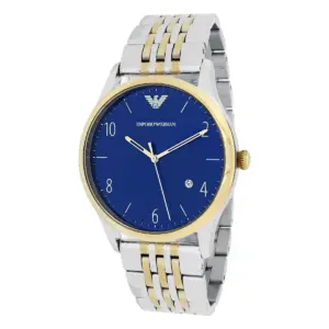 Armani Herrklocka Quartz Silverfärgad Stållänk Blå