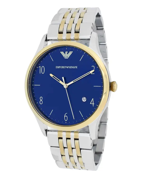 Armani Herrklocka Quartz Silverfärgad Stållänk Blå