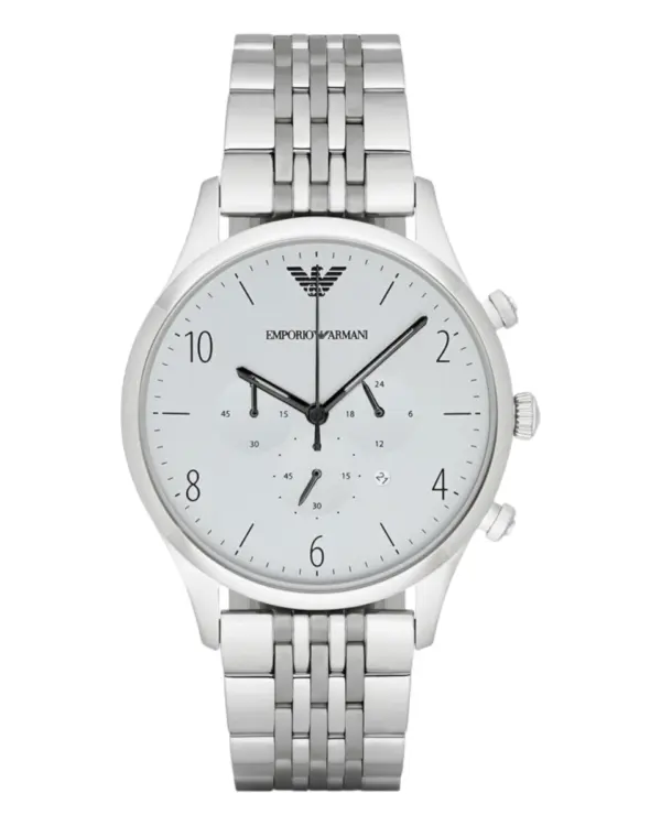 Armani Herrklocka Quartz Grå Stålboett Vit