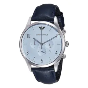 Armani Herrklocka Quartz Blått Läderarmband Blå