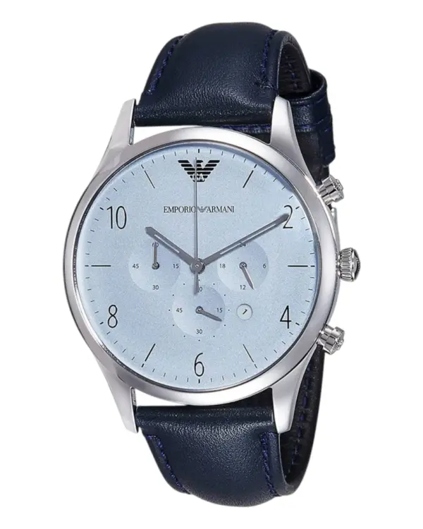 Armani Herrklocka Quartz Blått Läderarmband Blå
