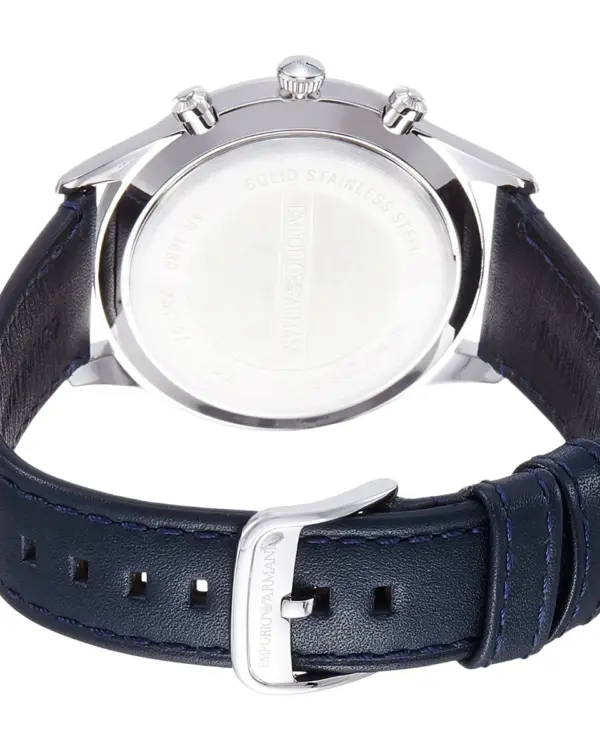 Armani Herrklocka Quartz Blått Läderarmband Blå