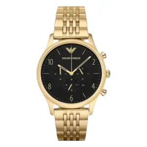 Armani Herrklocka Quartz Guldfärgad Stållänk Svart