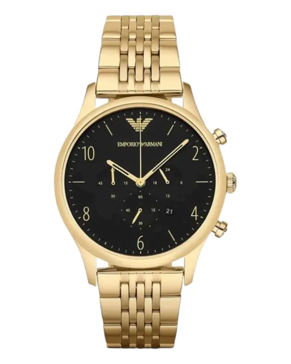 Armani Herrklocka Quartz Guldfärgad Stållänk Svart