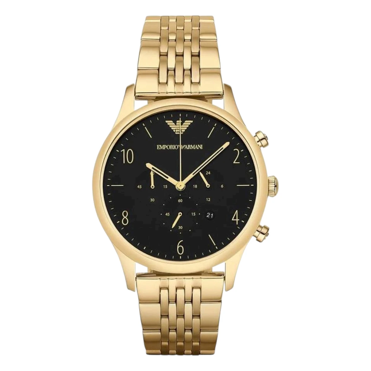 AR1893 Armani Herrklocka Quartz Guldfärgad Stållänk Svart