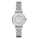 Armani Gianni T-Bar Quartz Stållänk Vit Pärlemor