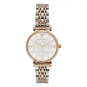 Armani Damklocka Quartz Rosa Boett Stållänk Vit