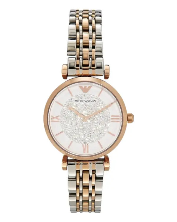Armani Damklocka Quartz Rosa Boett Stållänk Vit