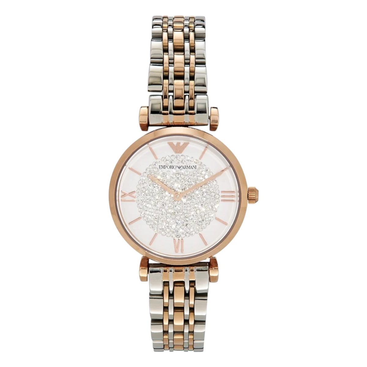 AR1926 Armani Damklocka Quartz Rosa Boett Stållänk Vit