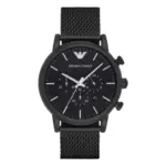 Armani Luigi Quartz Kronograf Svart Boett Mesharmband Svart