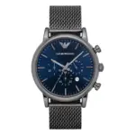 Armani Herrklocka Quartz Svart Stållänk Grå