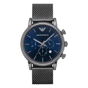 Armani Herrklocka Quartz Svart Stållänk Grå