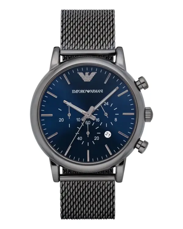 Armani Herrklocka Quartz Svart Stållänk Grå