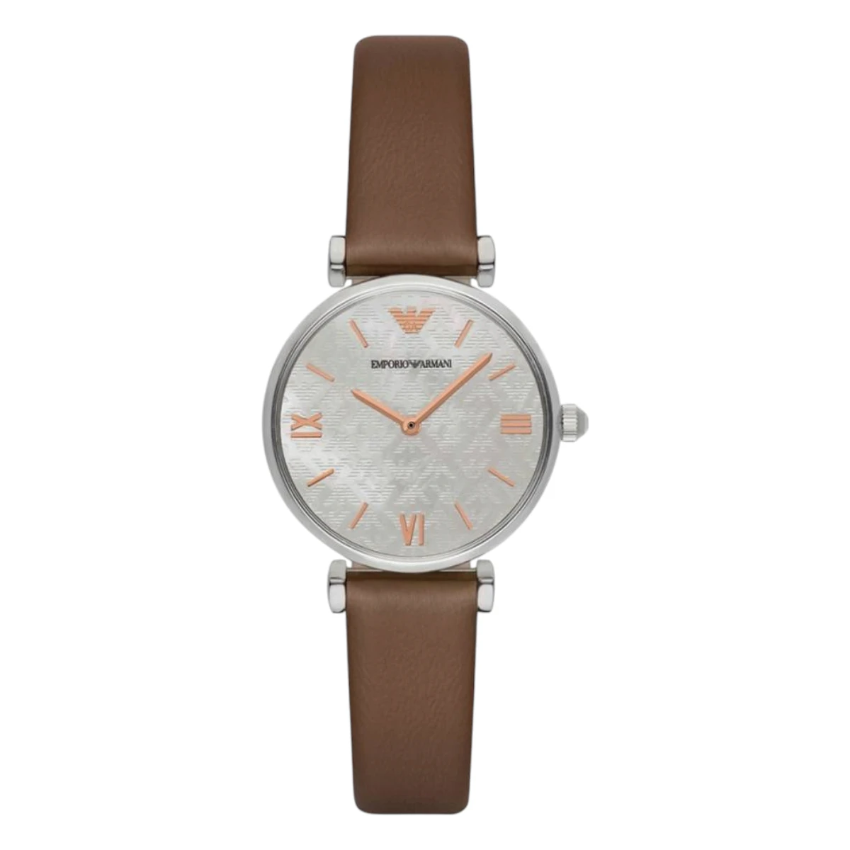 AR1988 Armani Damklocka Quartz Brunt Läderarmband Vit
