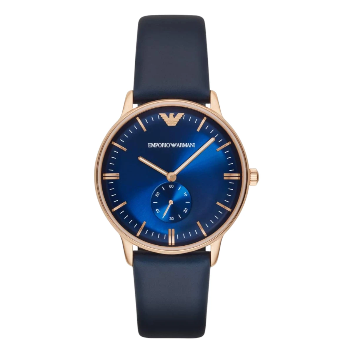 AR2071 Armani Herrklocka Quartz Rosa Boett Läderarmband Blå