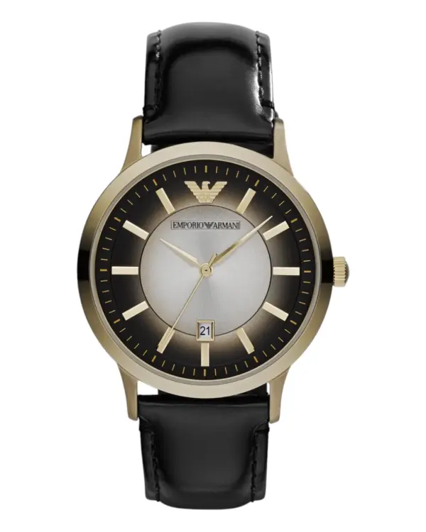 Armani Herrklocka Quartz Läderarmband Brun