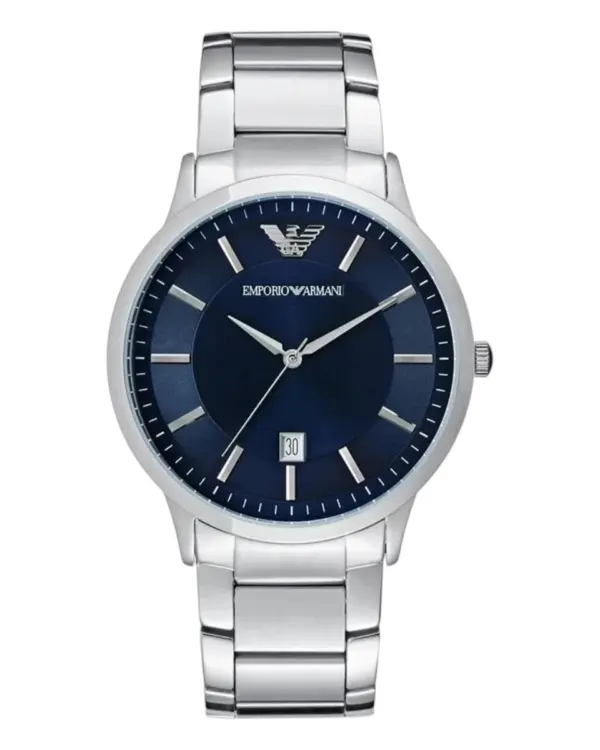 Armani Herrklocka Quartz Grå Stållänk Blå