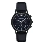 Armani Herrklocka Quartz Läderarmband Svart