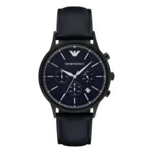 Armani Herrklocka Quartz Läderarmband Svart
