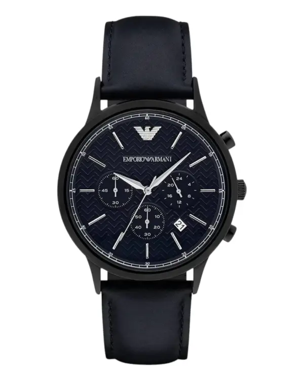 Armani Herrklocka Quartz Läderarmband Svart