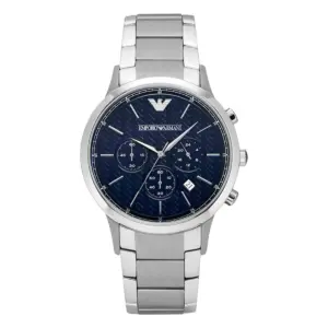 Armani Herrklocka Quartz Silverfärgad Stållänk Blå