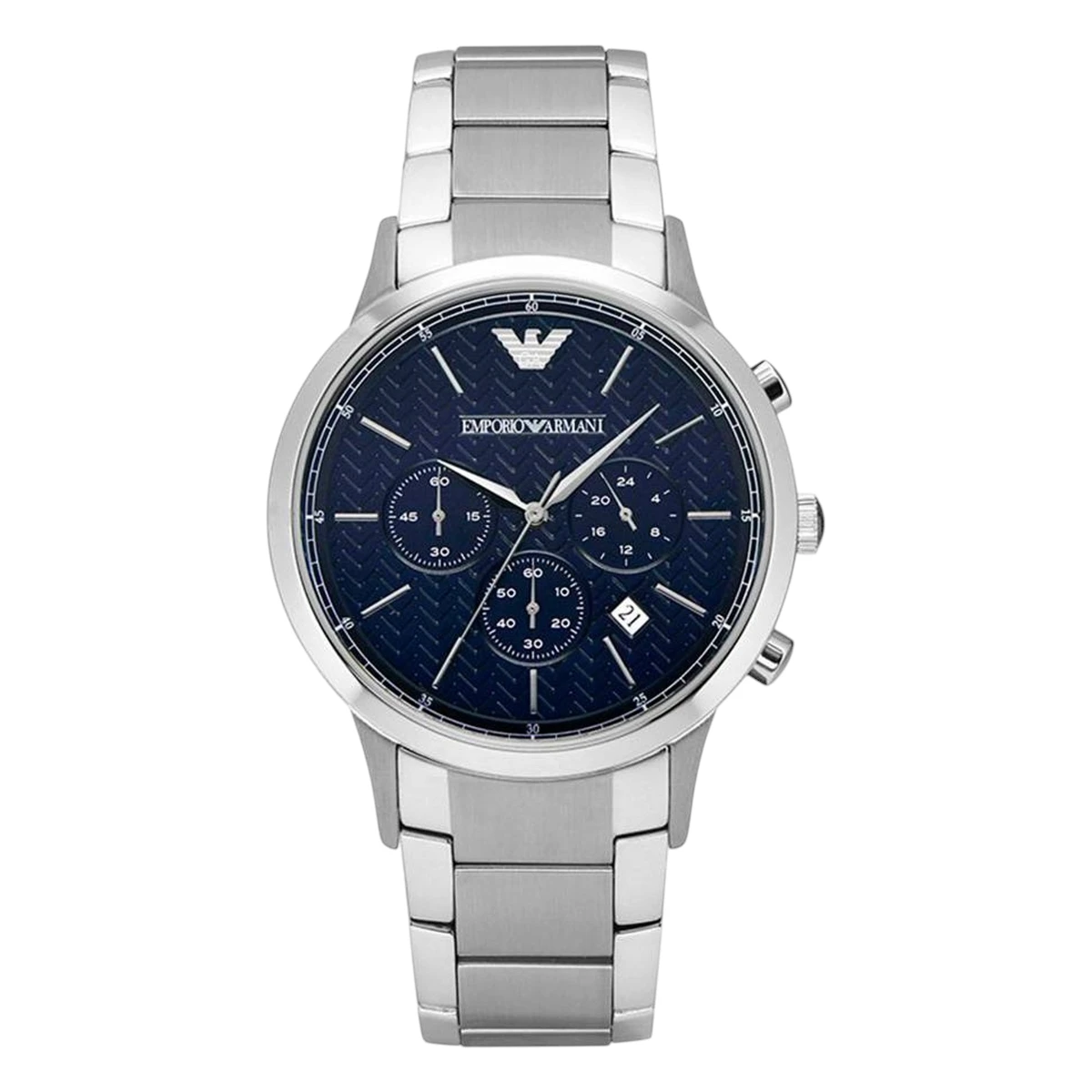 AR2486 Armani Herrklocka Quartz Silverfärgad Stållänk Blå