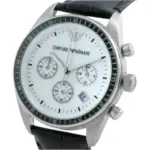 Armani Classic Quartz Kronograf Läderarmband Vit Pärlemor - Bild 2