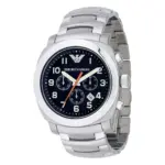 Armani Quartz Kronograf Arabiska Siffror Stållänk Svart