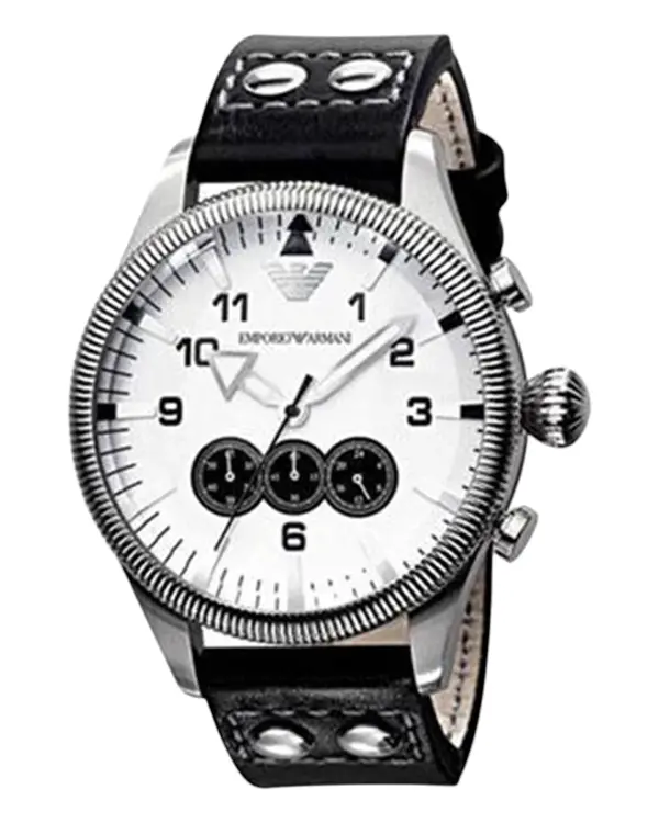 Armani Quartz Svart armband Vit