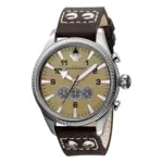 Armani Quartz Brunt läderarmband Brun