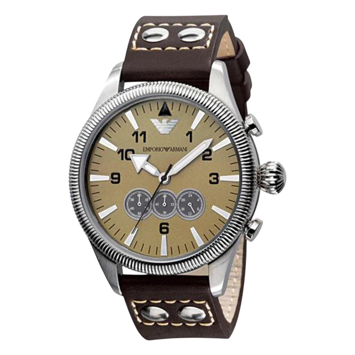 AR5837 Armani Quartz Brunt läderarmband Brun